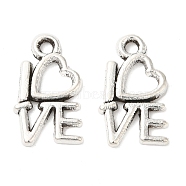 Valentine Gifts Ideas Tibetan Style Alloy Pendants, Lead Free and Cadmium Free, Heart with Love, Antique Silver, 14.5x8mm, Hole: 1mm(LF0299Y)