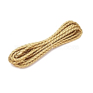 Braided PU Leather Cords, Round, Gold, 4mm, about 2.19 Yards(2m)/Strand(WL-WH0005-002E)