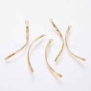 304 Stainless Steel Pendants, Twist, Real 18K Gold Plated, 40x2x1mm, Hole: 1.6mm(X-STAS-F230-04G)