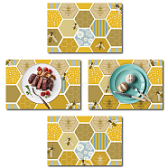 Rectangle with Bees Pattern Cotton Linen Cloth Table Mat, Yellow, 45x30cm, 4pcs/set(AJEW-WH0196-010)