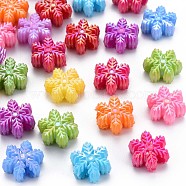 Opaque Resin Beads, AB Color, Snowflake, Mixed Color, 14.5x13x6.5mm, Hole: 4mm, about 1000pcs/bag(RESI-N029-003)