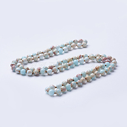 Natural Regalite/Imperial Jasper/Sea Sediment Jasper Beaded Necklaces, Round, Dyed & Heated, Pale Turquoise, 36 inch(91.44cm)(X-NJEW-P202-36-A04)