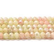 Faceted Electroplated Glass Beads Strands, AB Color Plated, Rondelle, Champagne Yellow, 4x3mm, Hole: 0.9mm, about 112pcs/strand, 16.14''(41cm)(GLAA-C023-02-C18)