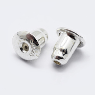 925 Sterling Silver Ear Nuts, with 925 Stamp, Silver, 4.5x4mm, Hole: 0.8mm(STER-K167-037B-S)
