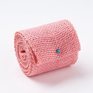 Linen Rolls, Jute Ribbons For Craft Making, Pink, 2-1/4 inch(58mm)(OCOR-TAC0006-29D)