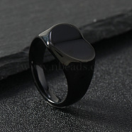 Heart 201 Stainless Steel Finger Rings, Black, US Size 7(17.3mm)(FS-WG1ADC4-04)