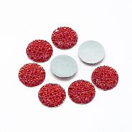 Resin Cabochons, Bottom Silver Plated, Half Round/Dome, Red, 12x3mm(CRES-Q192-12mm-06)