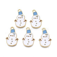 Rack Plating Alloy Enamel Pendants, Cadmium Free & Nickel Free & Lead Free, Light Gold, Christmas, Snowman, Cornflower Blue, 23x14.5x1.5mm, Hole: 1.8mm(X-ENAM-N055-165)