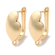 Brass Hoop Earrings Findings, Heart, Real 18K Gold Plated, 19~20x10.5mm, Hole: 1.5mm, Pin: 1mm(KK-B105-05G-01)
