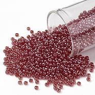 TOHO Round Seed Beads, Japanese Seed Beads, (109B) Siam Ruby Transparent Luster, 11/0, 2.2mm, Hole: 0.8mm, about 1110pcs/bottle, 10g/bottle(SEED-JPTR11-0109B)