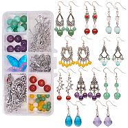 SUNNYCLUE DIY Earring Making, with Alloy Links & Bead Caps, Glass Pendants, Natural Gemstone Beads, Brass Earring Hooks, Mixed Color, 135x70x30mm(DIY-SC0008-71)