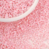 Cylinder Seed Beads, Opaque Colours Luster, Uniform Size, Hot Pink, 2x1.3~1.5mm, Hole: 0.8~1mm, about 888pcs/10g(X-SEED-H001-B02)