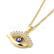 304 Stainless Steel Pendant Necklaces,Brass Micro Pave Cubic Zirconia Pendant with Enamel Necklaces, Eye, 17.44 inch(44.3cm)  Pendant: 17x22.5mm(NJEW-U002-22G-02)