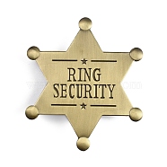 Ring Security Word Badge, Star Alloy Brooch Pin for Backpack Clothes, Antique Bronze, 70x61x7.5mm(JEWB-WH0022-36)