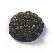 Natural Golden Sheen Obsidian Pendants, Pi Xiu, 30.5x31.6x8mm, Hole: 1.2mm(G-P418-08)
