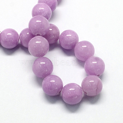 Natural Dyed Yellow Jade Gemstone Bead Strands, Round, Medium Orchid, 10mm, Hole: 1mm, about 40pcs/strand, 15.7 inch(X-G-R271-10mm-Y09)