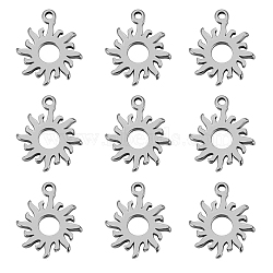 304 Stainless Steel Charms, Sun, Stainless Steel Color, 12.5x10x1mm, Hole: 1mm(STAS-CJC0008-17P)