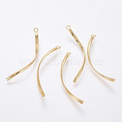 304 Stainless Steel Pendants, Twist, Real 18K Gold Plated, 40x2x1mm, Hole: 1.6mm(X-STAS-F230-04G)