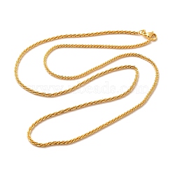 2mm Rack Plating Brass Wheat Chain Necklaces for Women Men, Cadmium Free & Lead Free, 901 Stainless Steel Clasp, Long-Lasting Plated, Real 18K Gold Plated, 23.62 inch(60cm)(MAK-L044-58G)