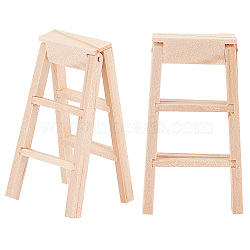 Wooden Mini Ladders, for Dollhouse Accessories, Lemon Chiffon, 55x30x8mm(DIY-WH0021-58)