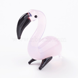 Home Decorations, Handmade Lampwork Display Decorations, Flamingo Shape, Lavender Blush, 23x8x25mm(LAMP-J084-72)