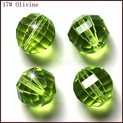 K9 Glass, Imitation Austrian Crystal Beads, Grade AAA, Faceted, Round, Yellow Green, 10mm, Hole: 0.9~1mm(SWAR-F079-10mm-17)