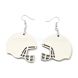 Sublimation Blank Wood Dangle Earrings with Brass Pins for Women, Hat, 67x41mm(EJEW-G356-01A)