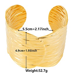 European and American Style 304 Stainless Steel Cuff Bangles for Women, Real 18K Gold Plated(OR8331-2)