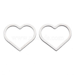 304 Stainless Steel Linking Rings, Heart, Stainless Steel Color, 22.5x25x1mm(STAS-N095-050B-01)