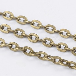 Iron Cable Chains, Unwelded, with Spool, Flat Oval, Cadmium Free & Nickel Free & Lead Free, Antique Bronze, 3x2x0.5mm, about 328.08 Feet(100m)/roll(CH-0.5PYSZ-AB)