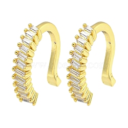 Brass Micro Pave Cubic Zirconia Cuff Earrings, for Women, Rectangle, Real 18K Gold Plated, 14~15x3mm(EJEW-C104-043G)