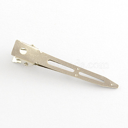 Iron Alligator Hair Clip Findings, DIY Material for Children's Day Kids Hair Clips, Platinum, 56x9mm(X-PHAR-R109-02)