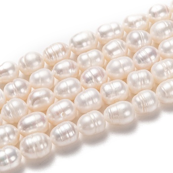 Natural Cultured Freshwater Pearl Beads Strands, Rice, Bisque, 10~11x8~9mm, Hole: 0.7mm, about 34pcs/strand, 14.17 inch(36cm)