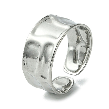 304 Stainless Steel Open Cuff Ring, Stainless Steel Color, US Size 6 3/4(17.1mm)