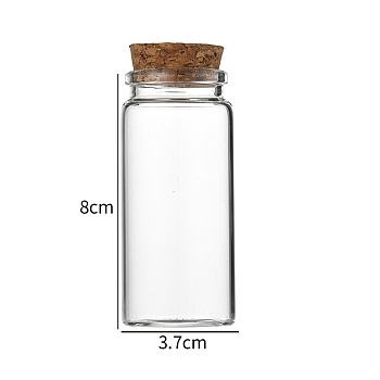 Glass Bottle, with Cork Plug, Wishing Bottle, Column, Clear, 3.7x8cm, Capacity: 60ml(2.03fl. oz)