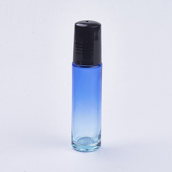 10ml Glass Gradient Color Essential Oil Empty Roller Ball Bottles, with PP Plastic Caps, Dodger Blue, 8.55x2cm, Capacity: 10ml(0.34 fl. oz)