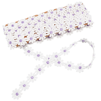 Gorgecraft Polyester Ribbon, for Curtain Lace Trimmings, Daisy, Lilac, 1 inch(25mm), about 5yards/card( 4.57m/card)