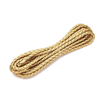 Braided PU Leather Cords, Round, Gold, 4mm, about 2.19 Yards(2m)/Strand