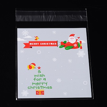 Rectangle OPP Cellophane Bags for Christmas, Gainsboro, 14x9.9cm, Unilateral Thickness: 0.035mm, Inner Measure: 11x9.9cm, about 95~100pcs/bag