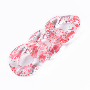 Transparent Acrylic Linking Rings, Quick Link Connectors, for Curb Chains Making, Twist Oval, Light Coral, 39x29x7.5mm, Inner Diameter: 12x22mm