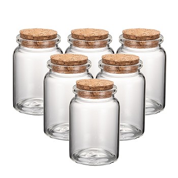 Glass Jar Glass Bottles Bead Containers, with Cork Stopper, Wishing Bottle, Clear, 7x4.7cm, Hole: 3.3cm, Capacity: 121ml(4.09 fl. oz)