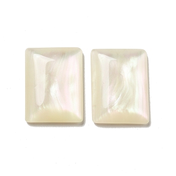 Resin Cabochons, Pearlized, Imitation Cat Eye, Rectangle, Seashell Color, 24x18x5mm