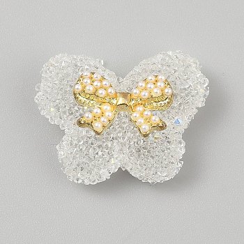Opaque Acrylic Beads and Alloy Bowknot, Butterfly, Imitation Candy, Clear, 25x33x11mm