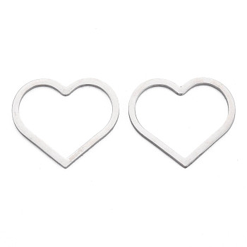 304 Stainless Steel Linking Rings, Heart, Stainless Steel Color, 22.5x25x1mm