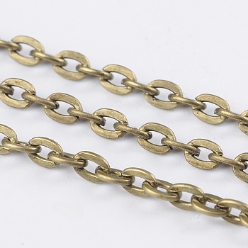 Iron Cable Chains, Unwelded, with Spool, Flat Oval, Cadmium Free & Nickel Free & Lead Free, Antique Bronze, 3x2x0.5mm, about 328.08 Feet(100m)/roll