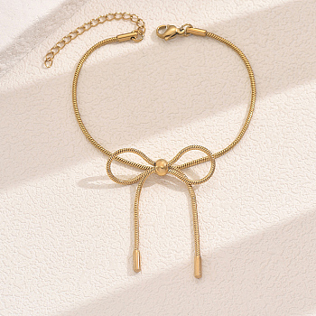 304 Stainless Steel Snake Chain Bracelets for Women, Butterfly, Golden, Inner Diameter: 7-1/8 inch(18cm)
