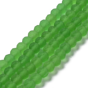 Transparent Glass Beads Strands, Faceted, Frosted, Rondelle, Lime Green, 3mm, Hole: 1mm