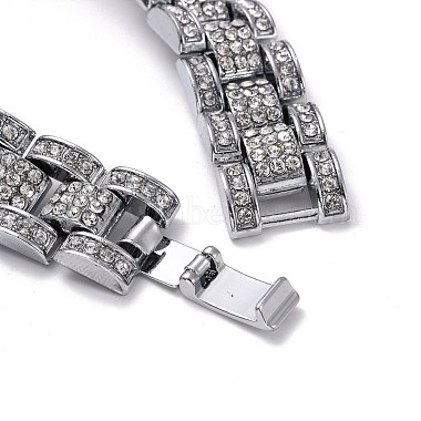 Men's Crystal Rhinestone Solid Link Chain Bracelet(BJEW-I297-02P)-4