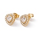 Cubic Zirconia & Rhinestone Heart Stud Earrings(EJEW-A080-03M-G)-2