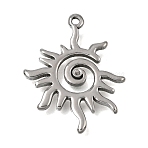 304 Stainless Steel Pendants, Sun Charms, Stainless Steel Color, 24.5x20x1.7mm, Hole: 1.2mm(STAS-K322-24P)